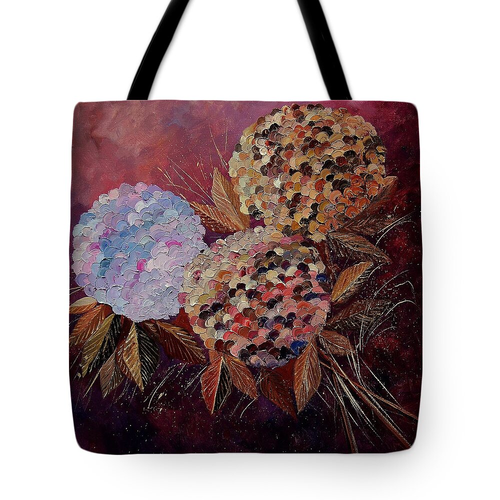 Flowers Tote Bag featuring the painting Hydrangeas 880130 by Pol Ledent