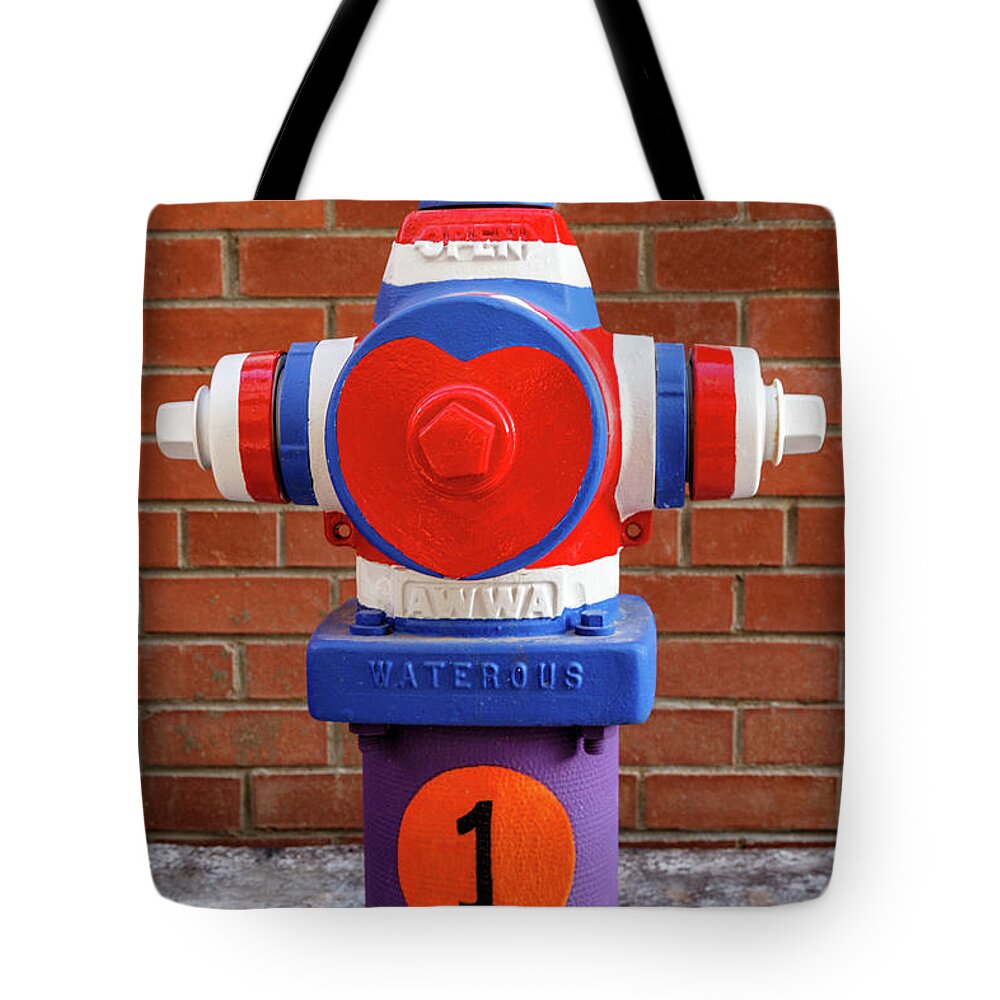 Hydrant Tote Bag featuring the photograph Hydrant Number One by James Eddy