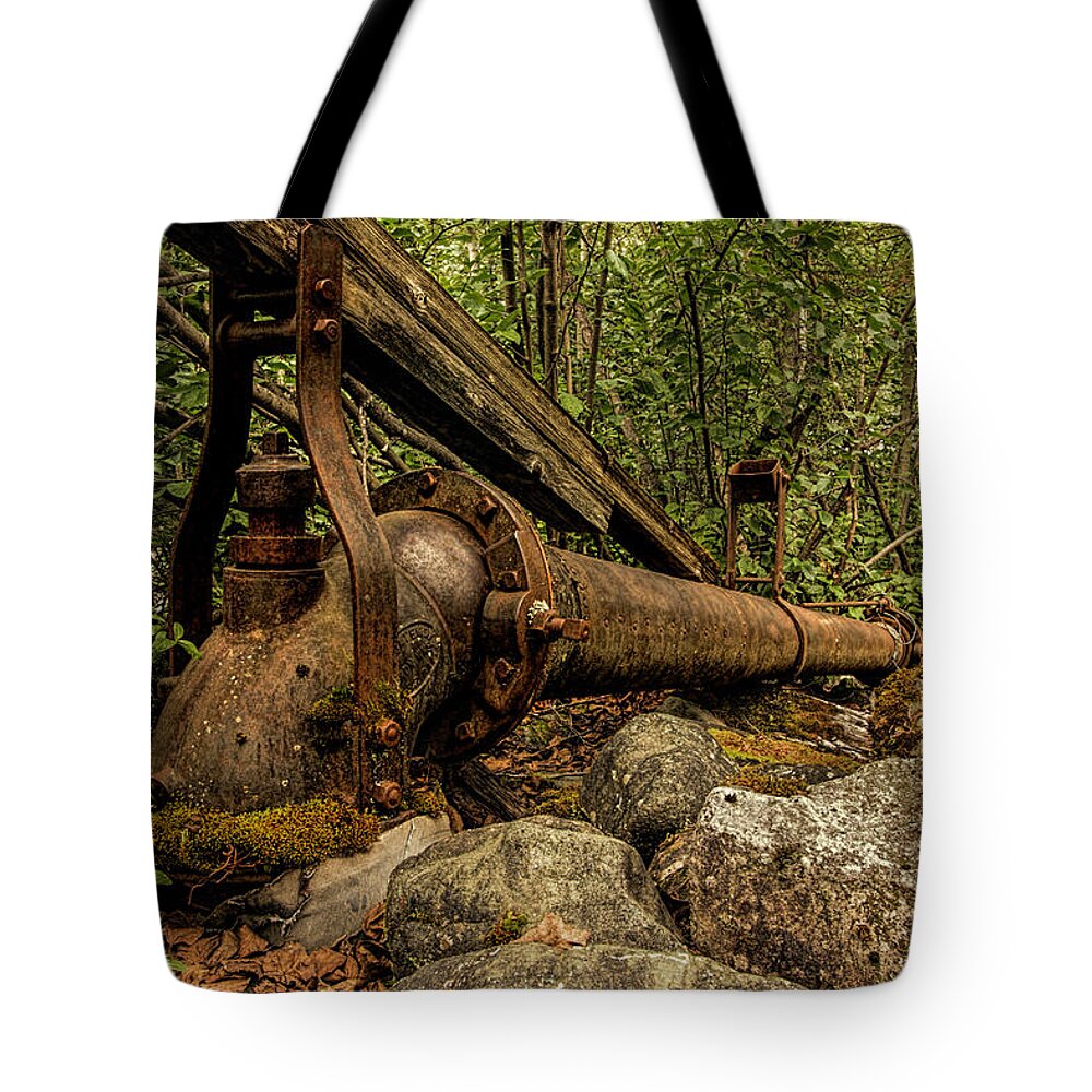 Alaska Tote Bag featuring the photograph Hydraulic Monitor by Fred Denner