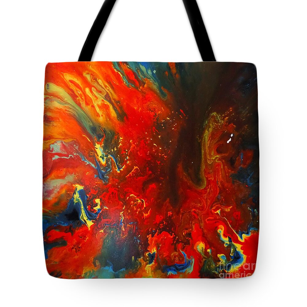 Abstract Painting Tote Bag featuring the painting Hyperspace Journey by Jarek Filipowicz