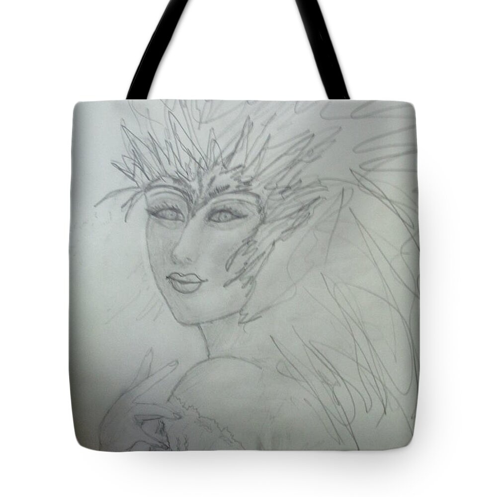 Abstract Arising Renewal Strength Resilience Brave Courage Tenacity Tote Bag featuring the drawing I Am The Phoenix by Sharyn Winters