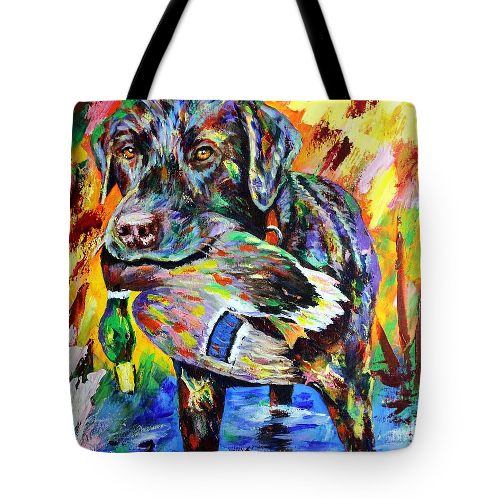 Labrador Retriever Tote Bag featuring the painting I Can Do This All Day by Karl Wagner