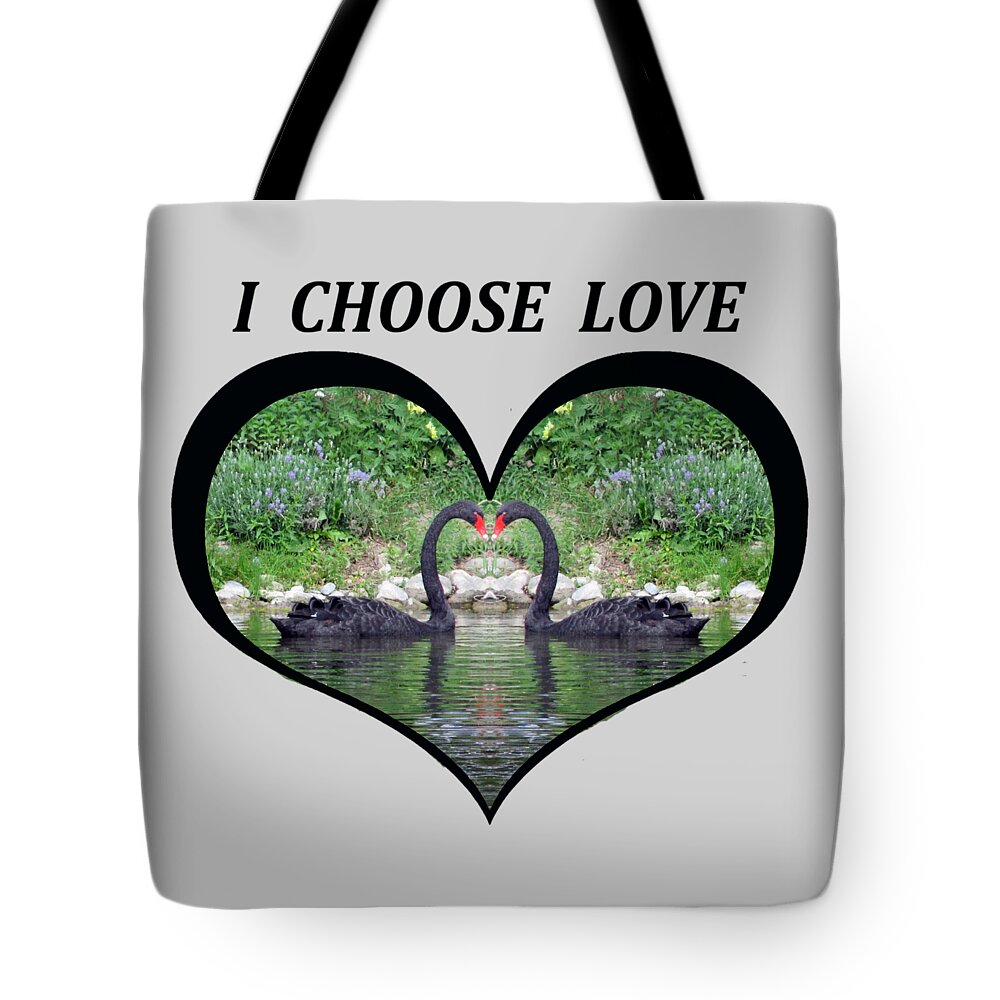 Love Tote Bag featuring the digital art I Chose Love With Black Swans Forming a Heart by Julia L Wright