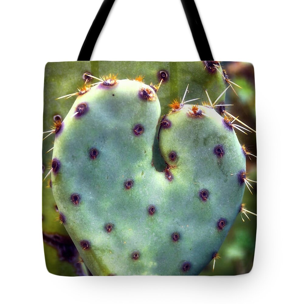 Prickly Pear Cactus Tote Bag featuring the photograph I Heart Prickly by Saija Lehtonen