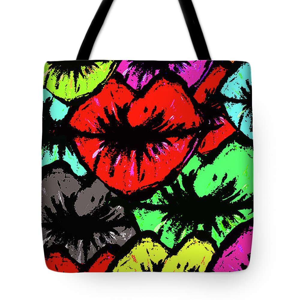Kiss Tote Bag featuring the mixed media I just want your extra time and your... by Meghan Elizabeth