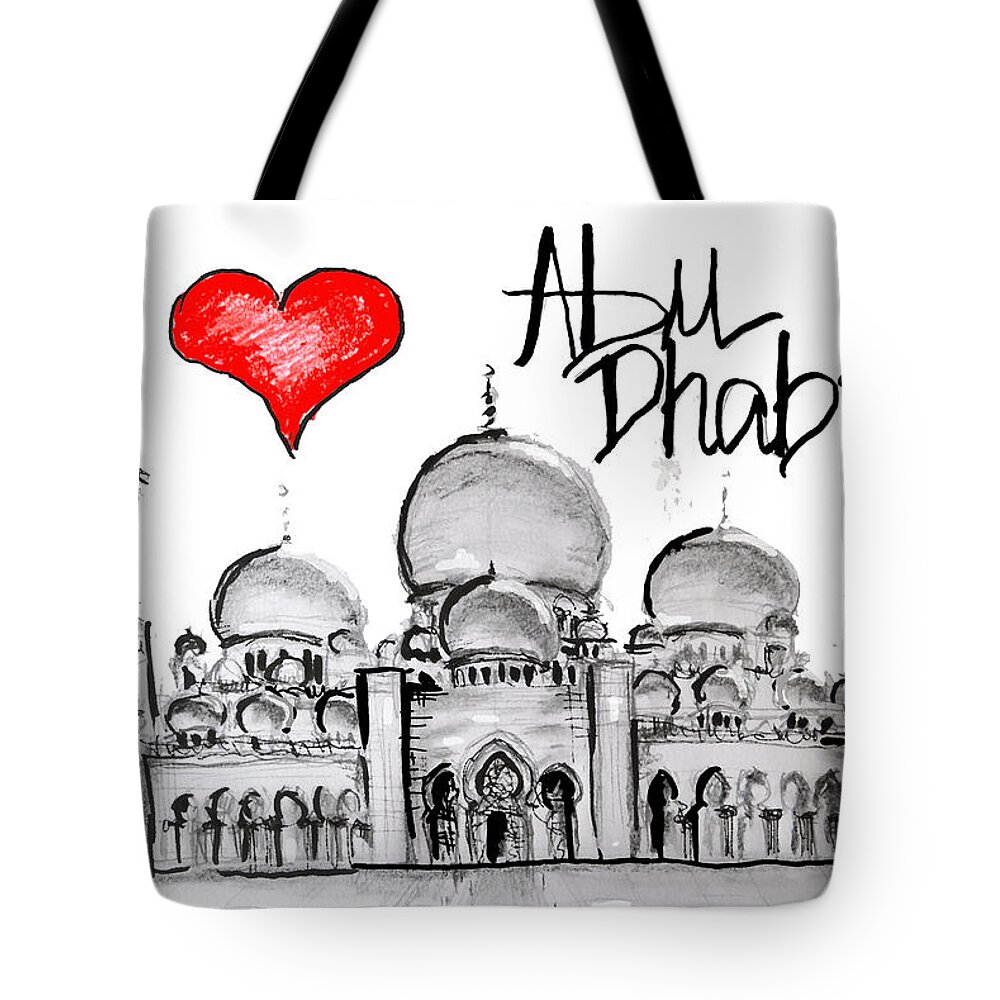 I Love Abu Dhabi Tote Bag featuring the digital art I love Abu Dhabi by Sladjana Lazarevic
