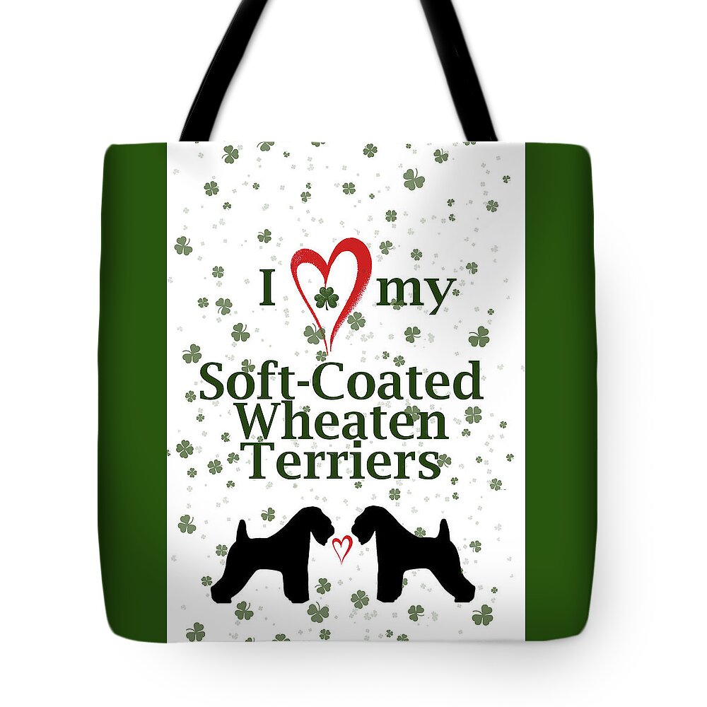 Wheaten Terriers Tote Bag featuring the digital art I love my Soft Coated Wheaten Terriers by Rebecca Cozart