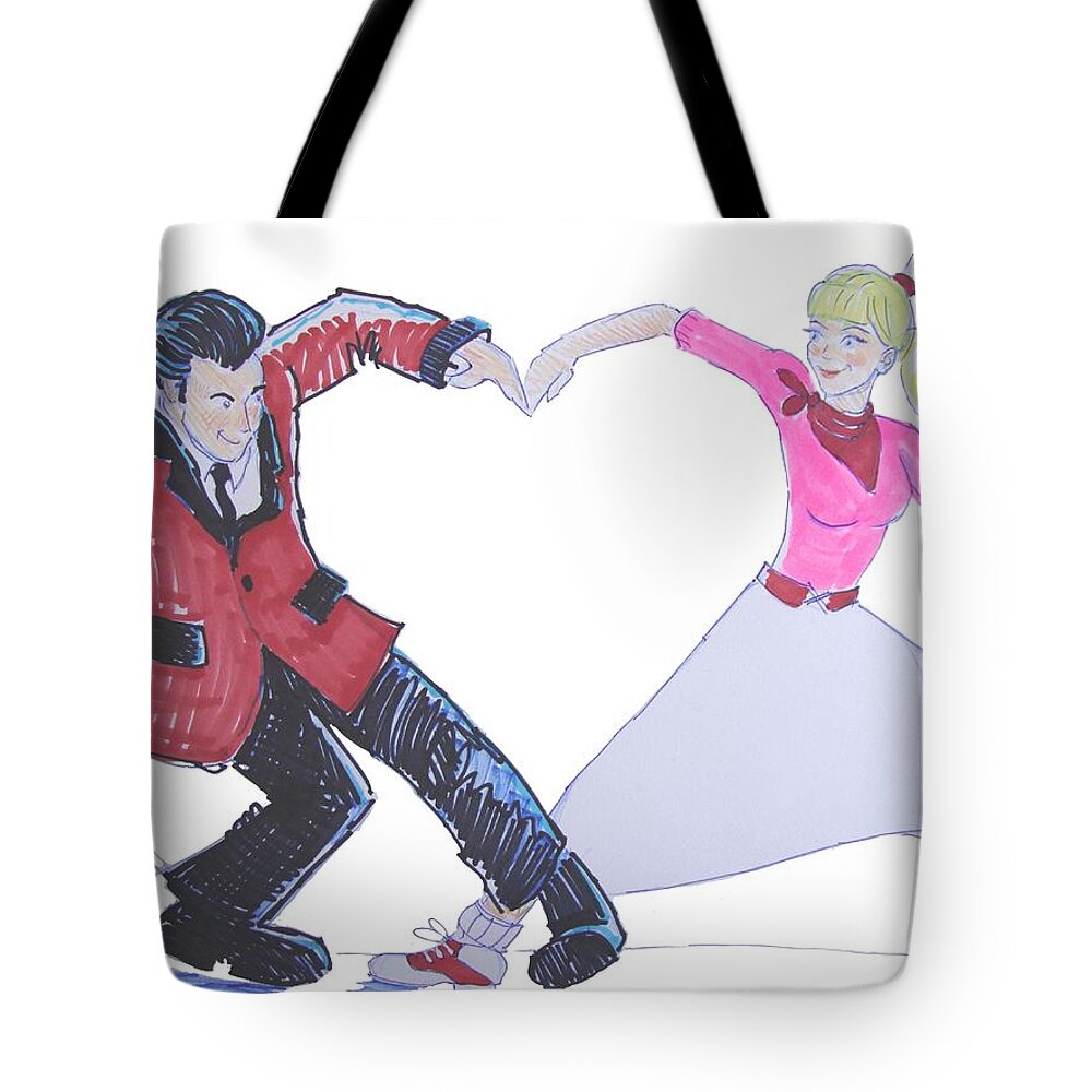 Nostalgia Tote Bag featuring the drawing I Love Rock 'n' Roll by Mike Jory