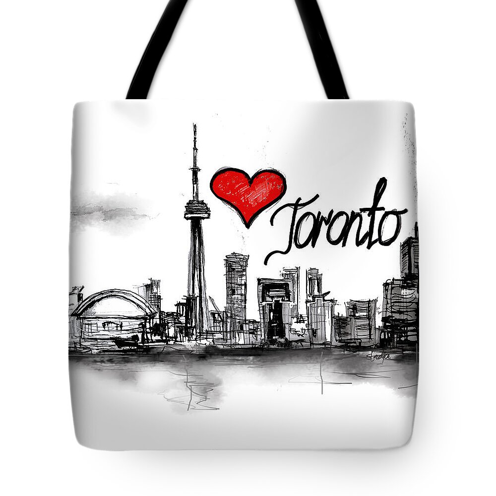 I Love Toronto Tote Bag featuring the digital art I love Toronto by Sladjana Lazarevic