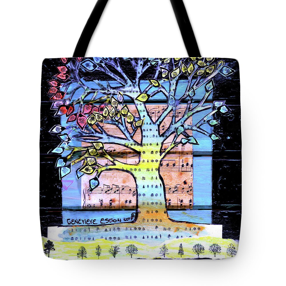 Tree Tote Bag featuring the painting I Love Trees by Genevieve Esson