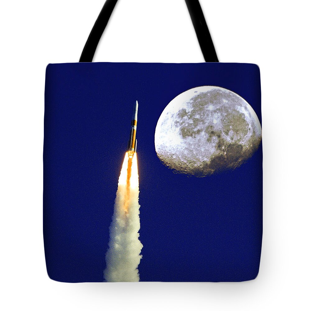 Moon. Rocket Tote Bag featuring the photograph I Need My Space by Roger Wedegis