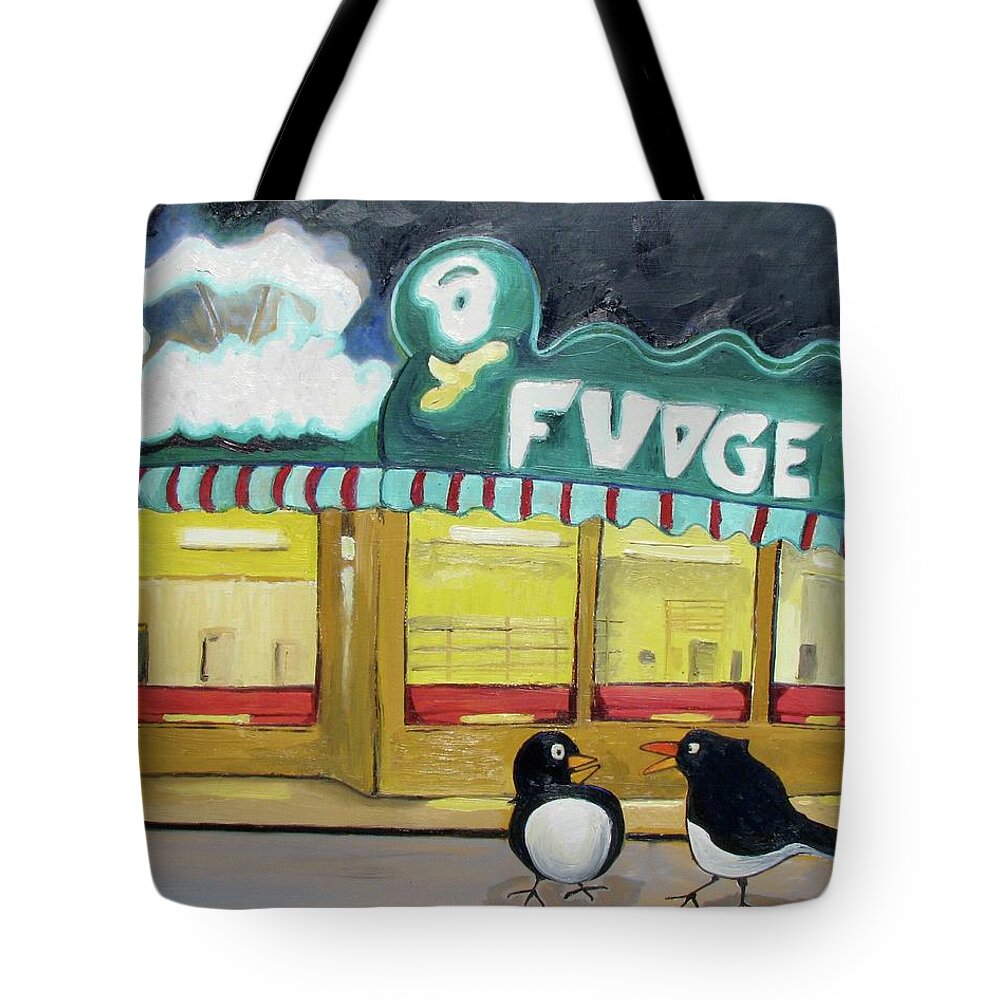 Figurative Abstraction Tote Bag featuring the painting I Said Flounder not Fudge by Patricia Arroyo