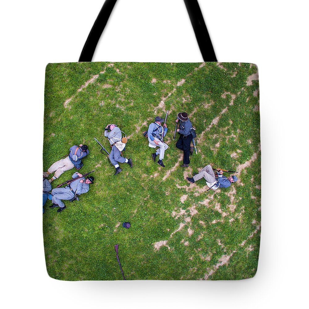 Cannon Tote Bag featuring the photograph I See Dead Soldiers by Star City SkyCams