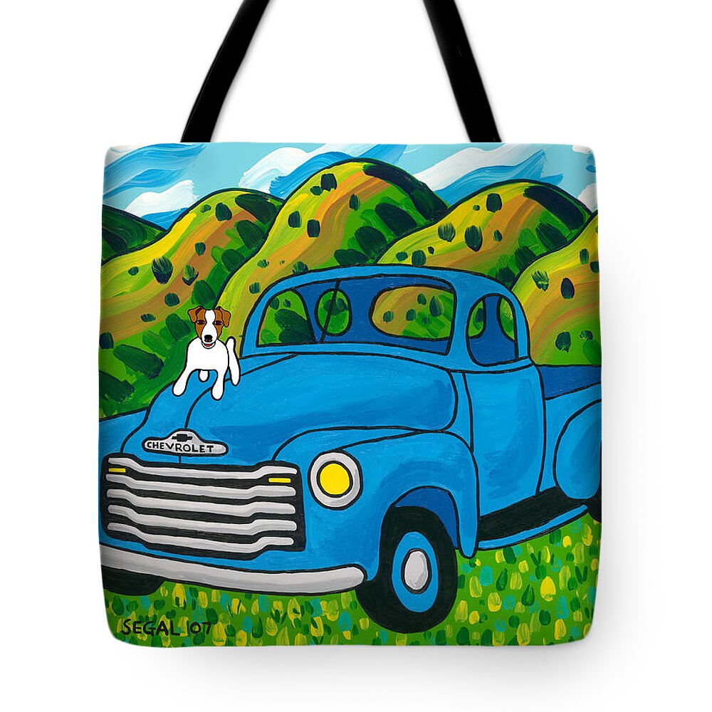 Dog Tote Bag featuring the painting I Think I'm A Hood Ornament by Mike Segal