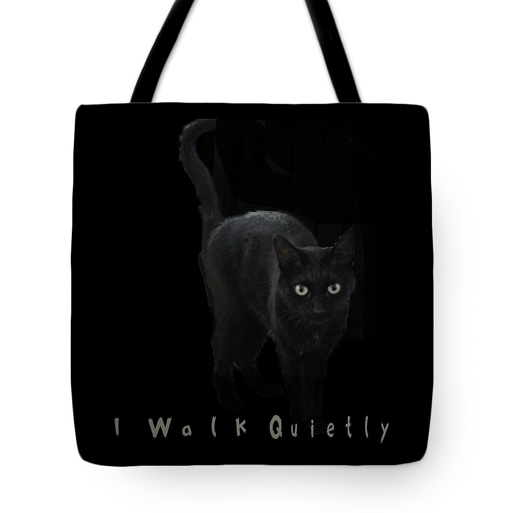 Blackcat Tote Bag featuring the digital art I Walk Quietly by April Burton