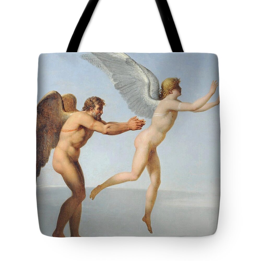 Charles Paul Landon Tote Bag featuring the painting Icarus and Daedalus by Charles Paul Landon