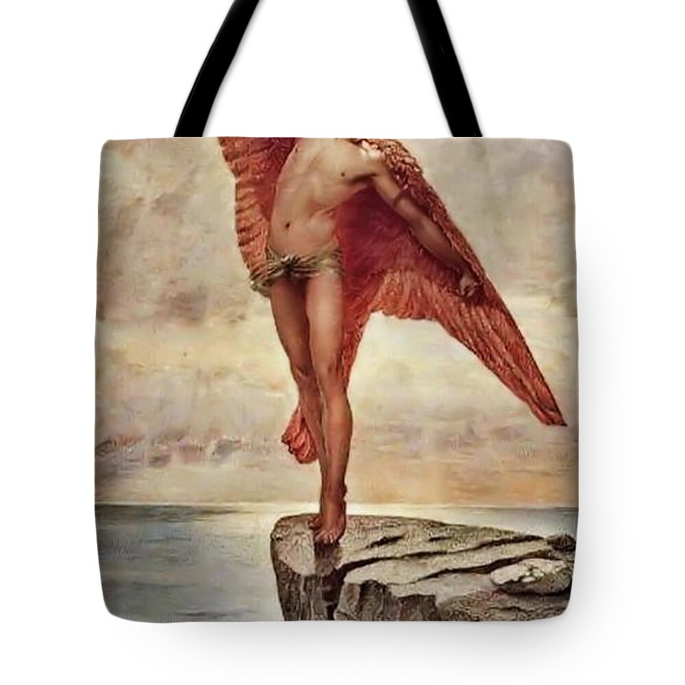William Blake Richmond Tote Bag featuring the painting Icarus by Richmond by William Blake Richmond