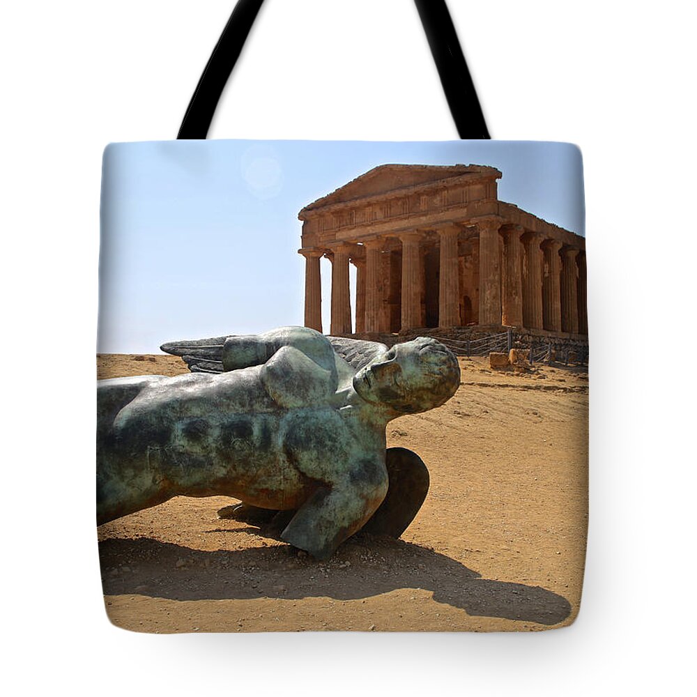 Concordia Tote Bag featuring the photograph Icarus Lands at Concordia by John Meader