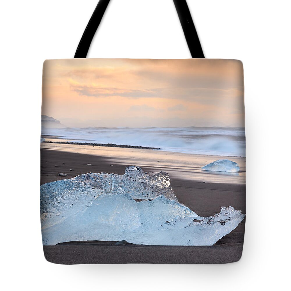 Atlantic Tote Bag featuring the photograph Ice Beach by Sue Leonard
