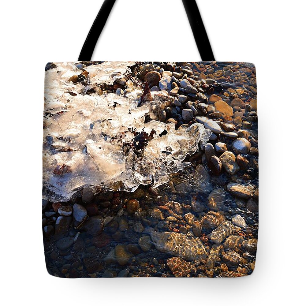 Abstract Tote Bag featuring the digital art Ice In The Stream Two by Lyle Crump