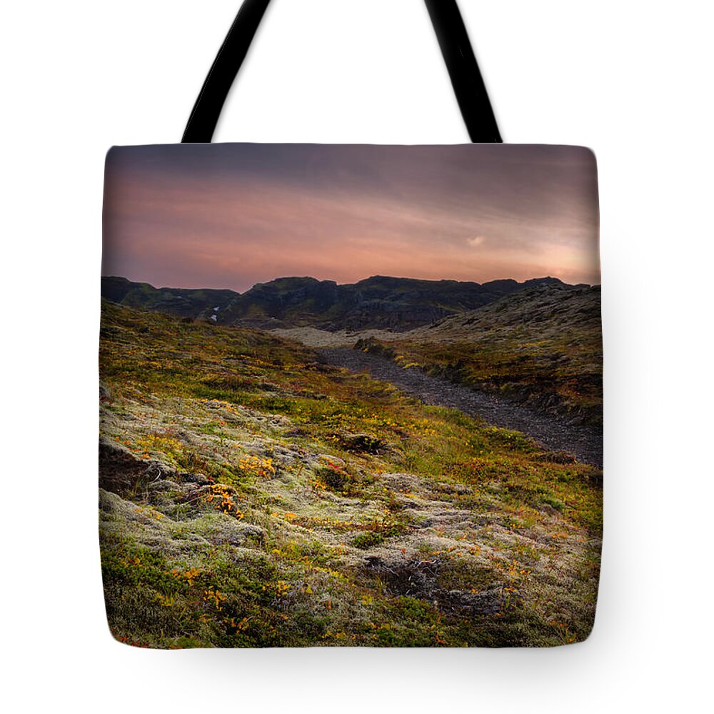 Sunset Tote Bag featuring the photograph Iceland Sunset by Chris McKenna