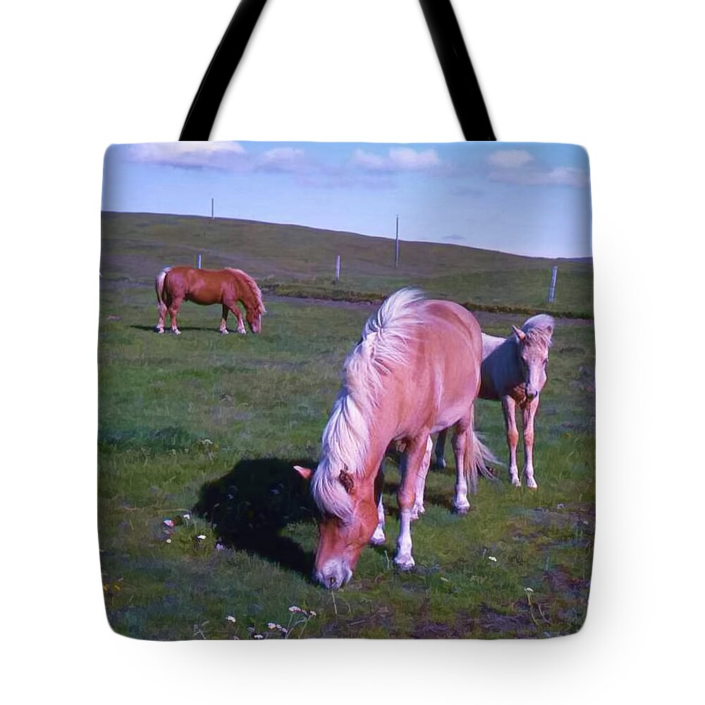 Horse Tote Bag featuring the photograph Icelandic Horses by Richard Goldman
