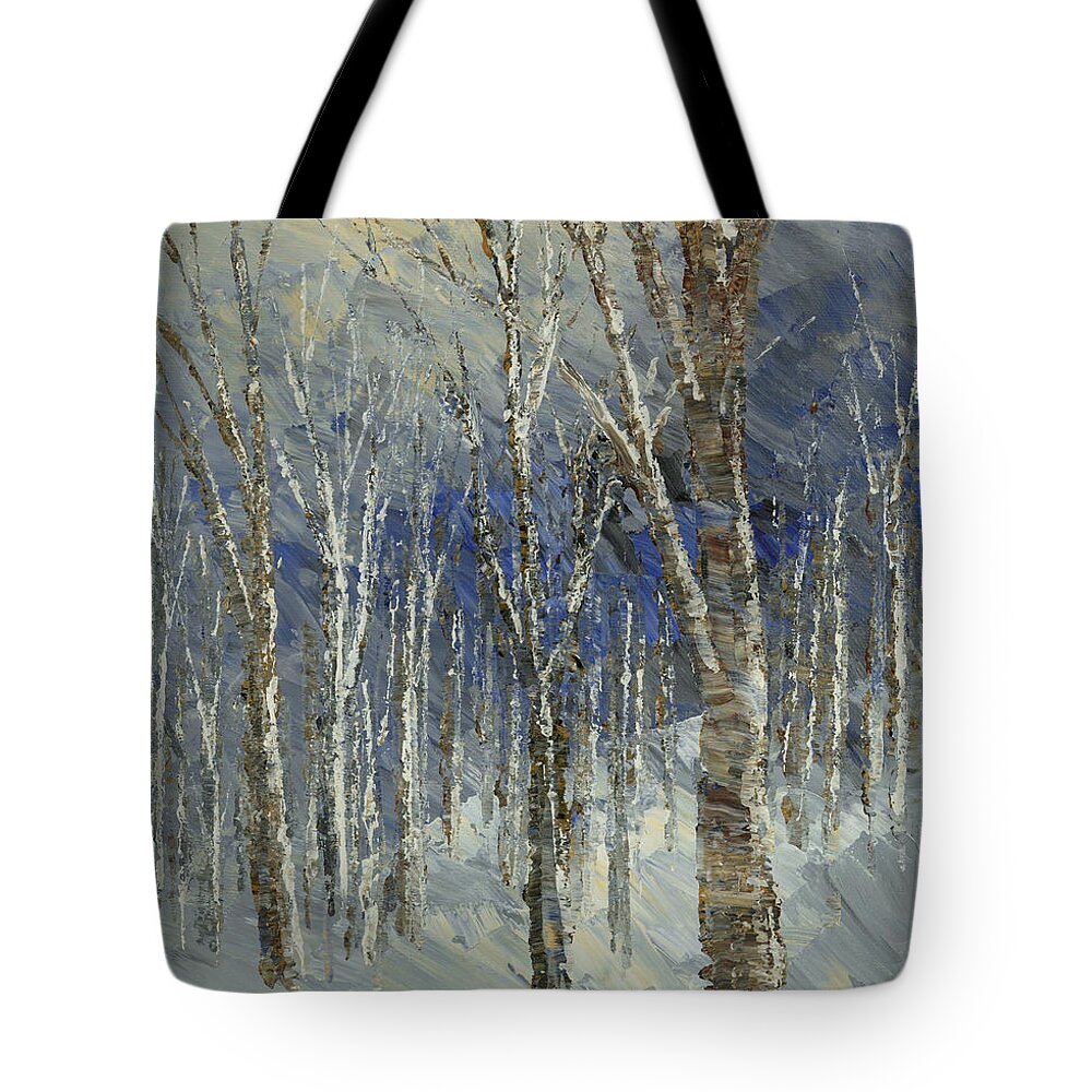 Forest Tote Bag featuring the painting Icy Bells by Tatiana Iliina