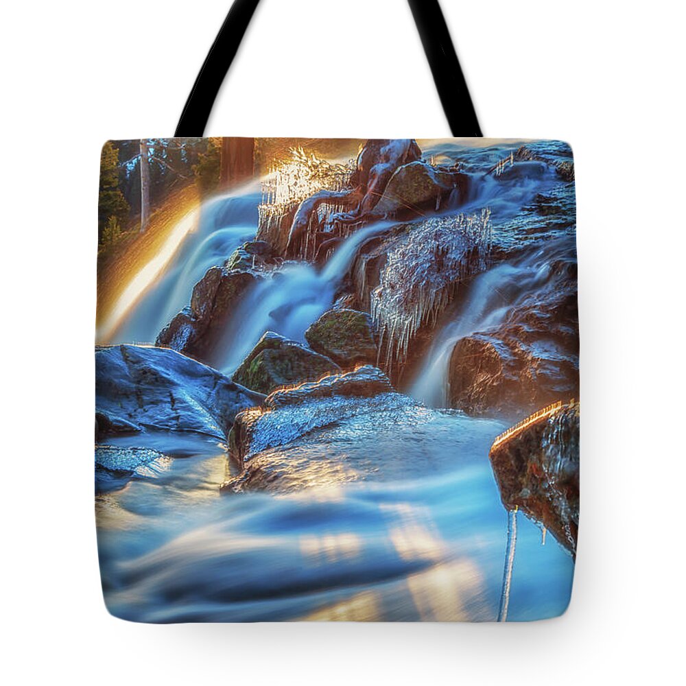 Landscape Tote Bag featuring the photograph Icy Eagle Falls by Marc Crumpler