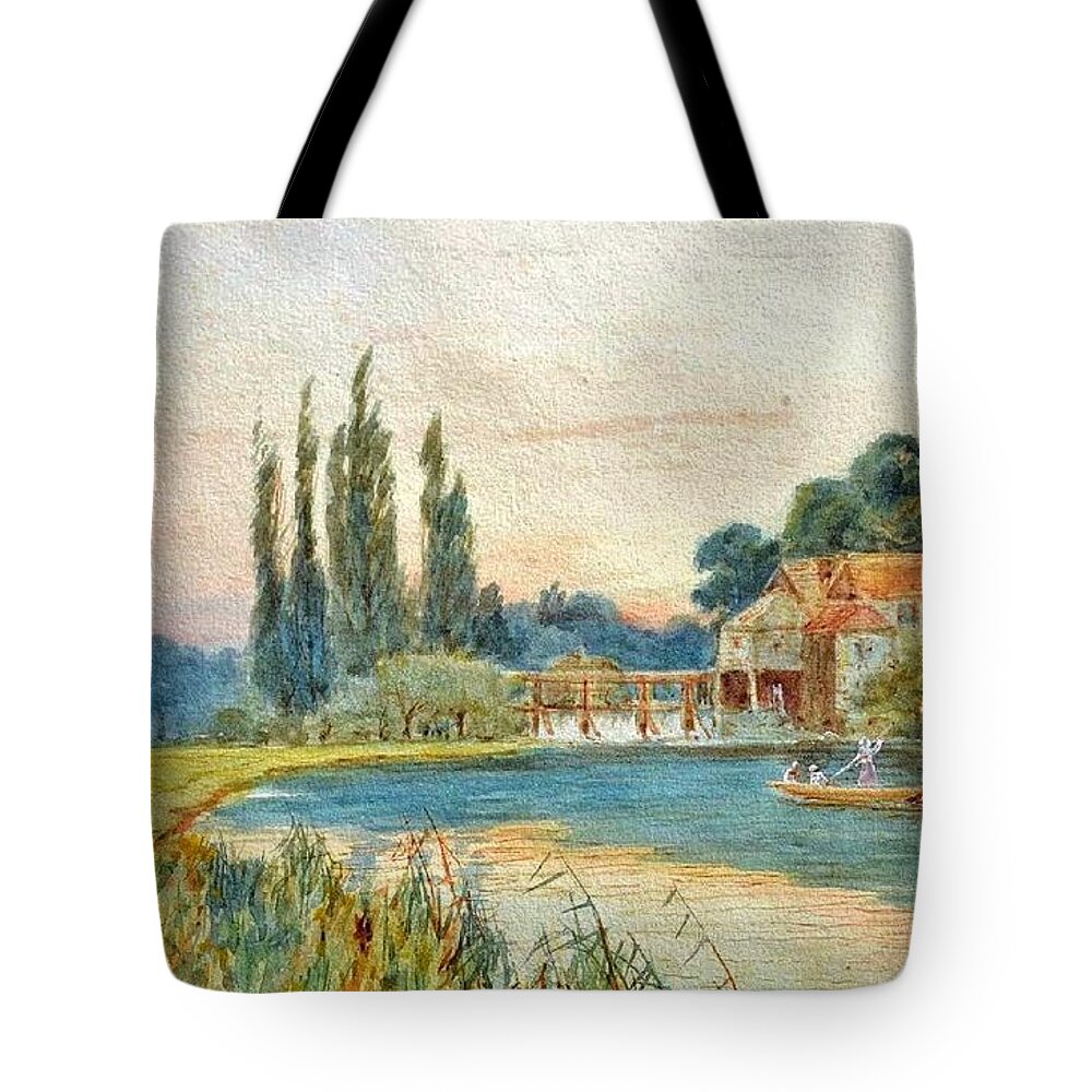 Alfred Vickers (attr) - Iffley Mill On The River Thames Tote Bag featuring the painting Iffley Mill on the River Thames by MotionAge Designs