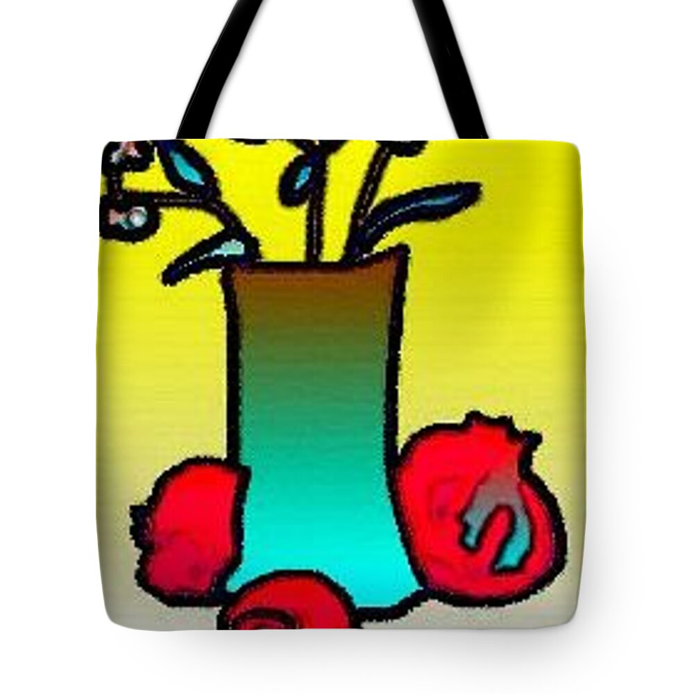 Pomegranate Tote Bag featuring the digital art Ikibana by Rae Chichilnitsky