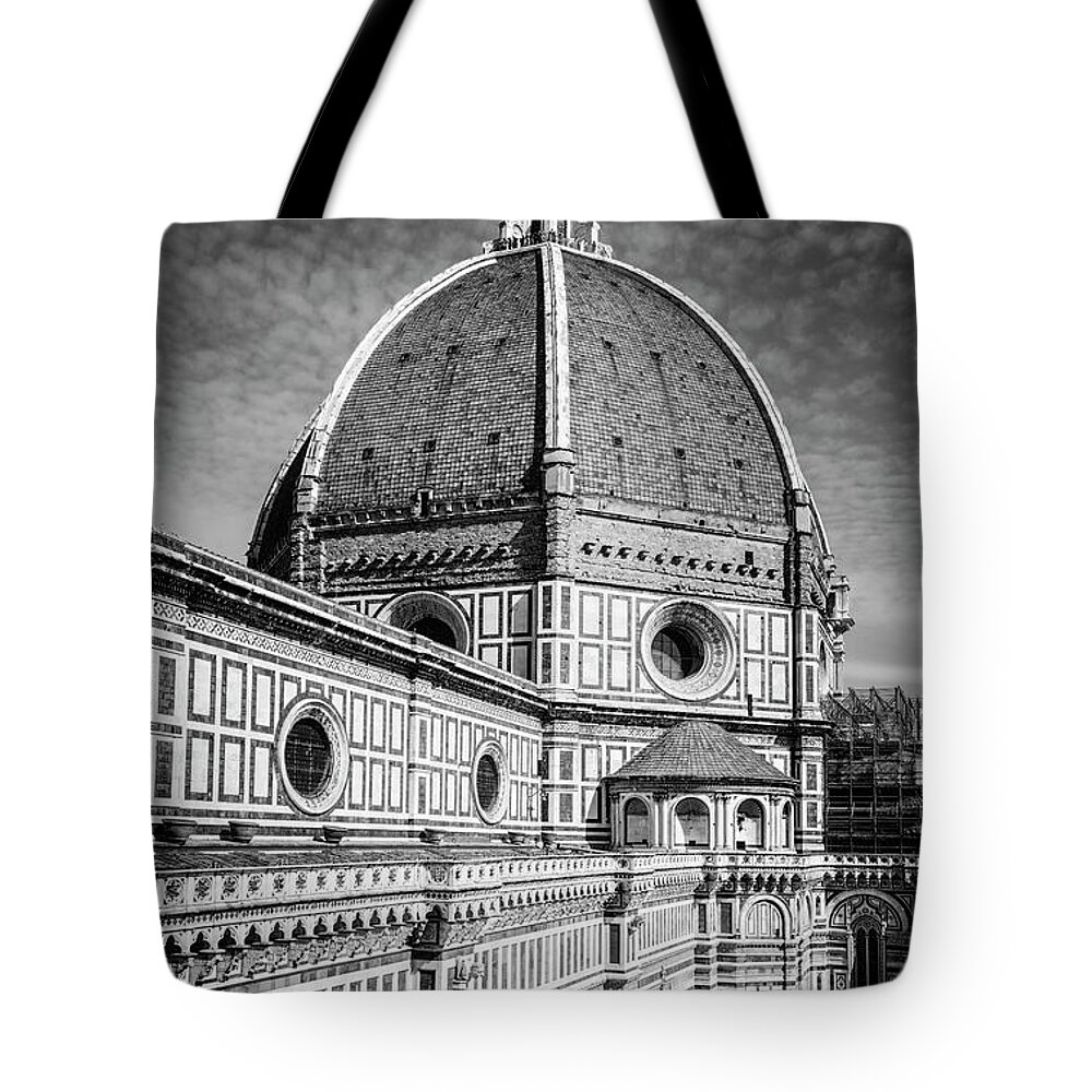 Joan Carroll Tote Bag featuring the photograph Il Duomo Florence Italy BW by Joan Carroll