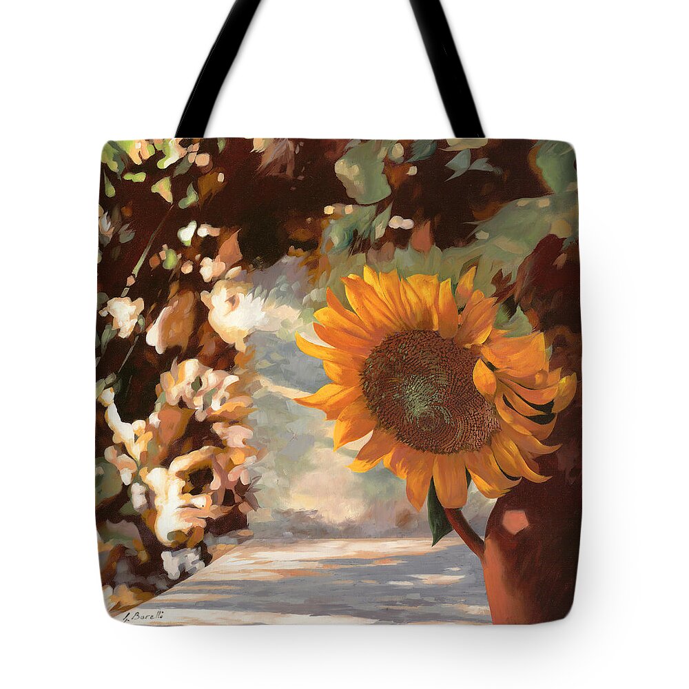 Sunflower.sunflowers Field Tote Bag featuring the painting Un Bel Girasole by Guido Borelli