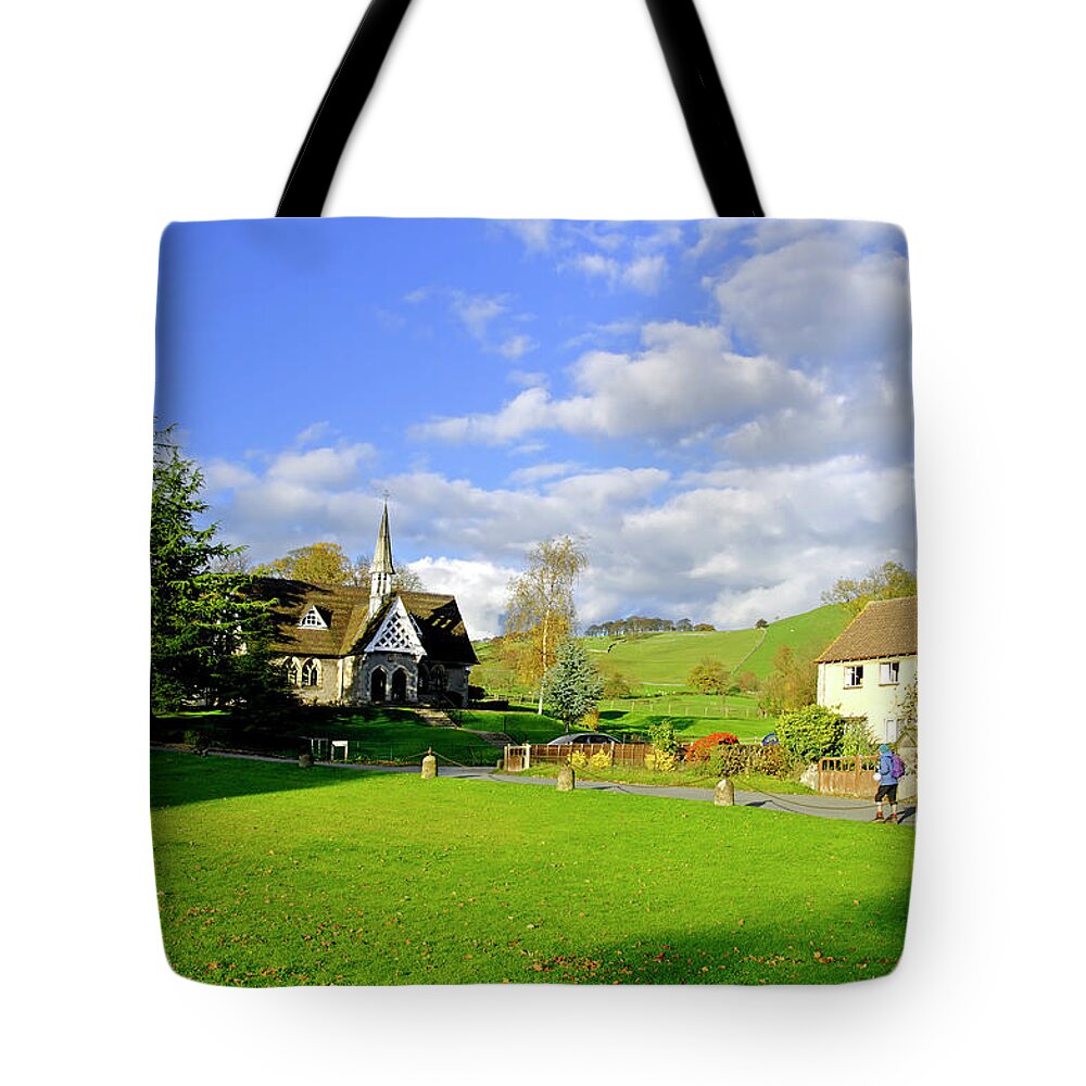 Europe Tote Bag featuring the photograph Ilam Primary School and Cottages by Rod Johnson