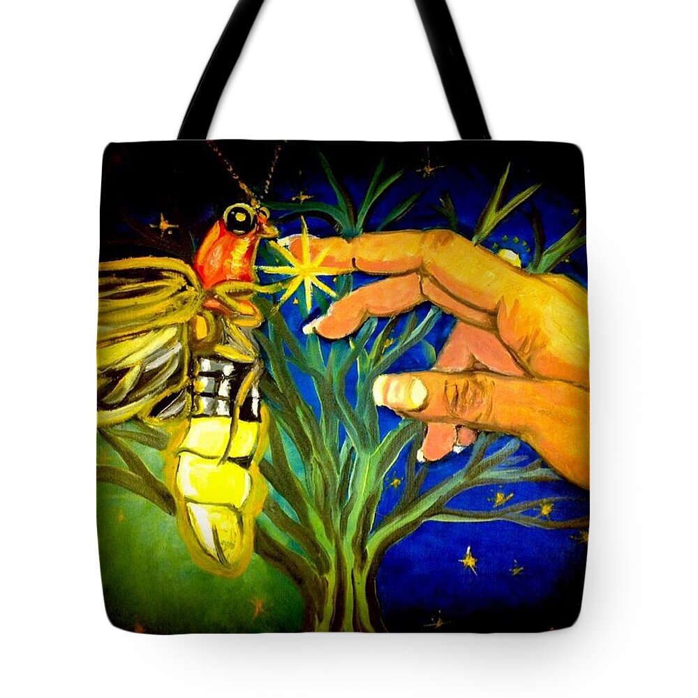 Firefly Tote Bag featuring the painting Illumination by Alexandria Weaselwise Busen