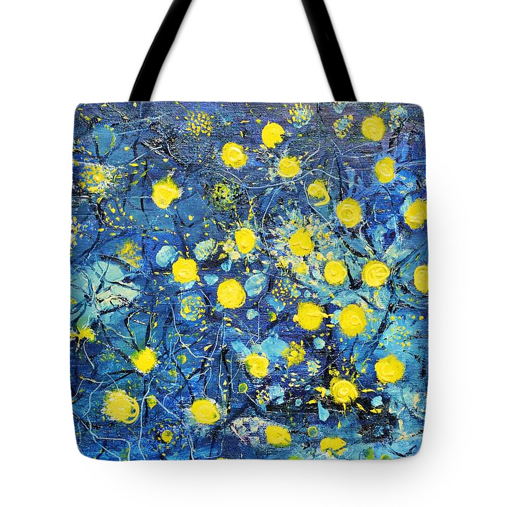 Abstract Tote Bag featuring the painting Illumination by Evelina Popilian