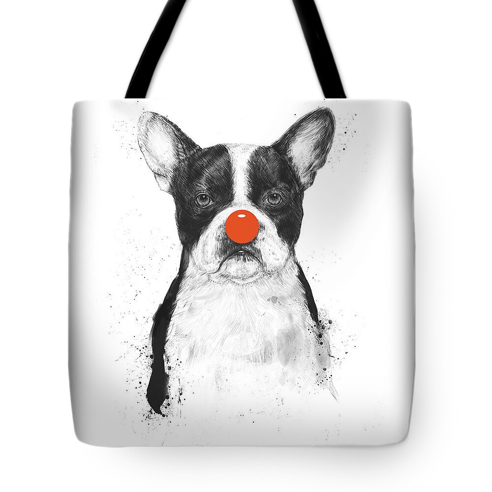 Dog Tote Bag featuring the mixed media I'm not your clown by Balazs Solti