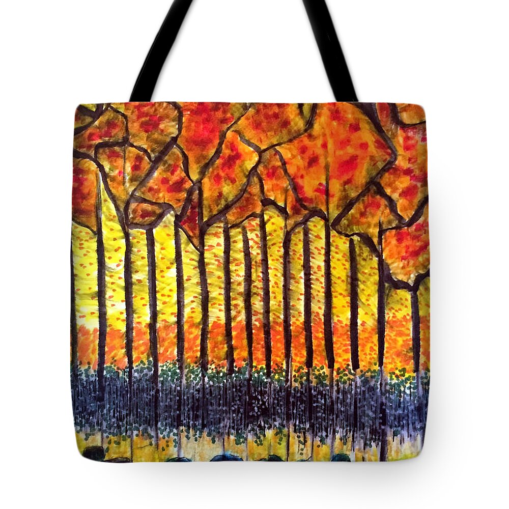 Trees Tote Bag featuring the drawing Imaginarium by Dennis Ellman