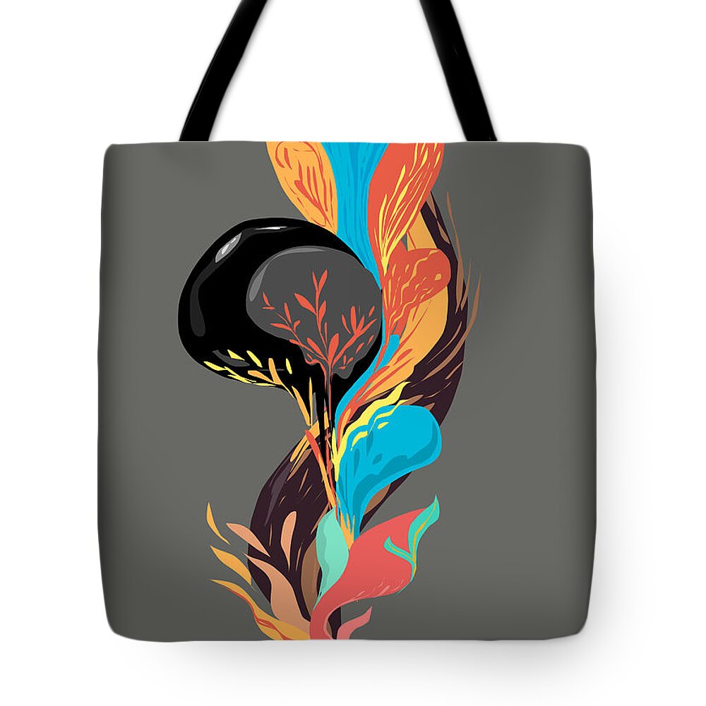 Abstract Tote Bag featuring the digital art Imaginary Plants No.2 by Noppadol Sankankaew