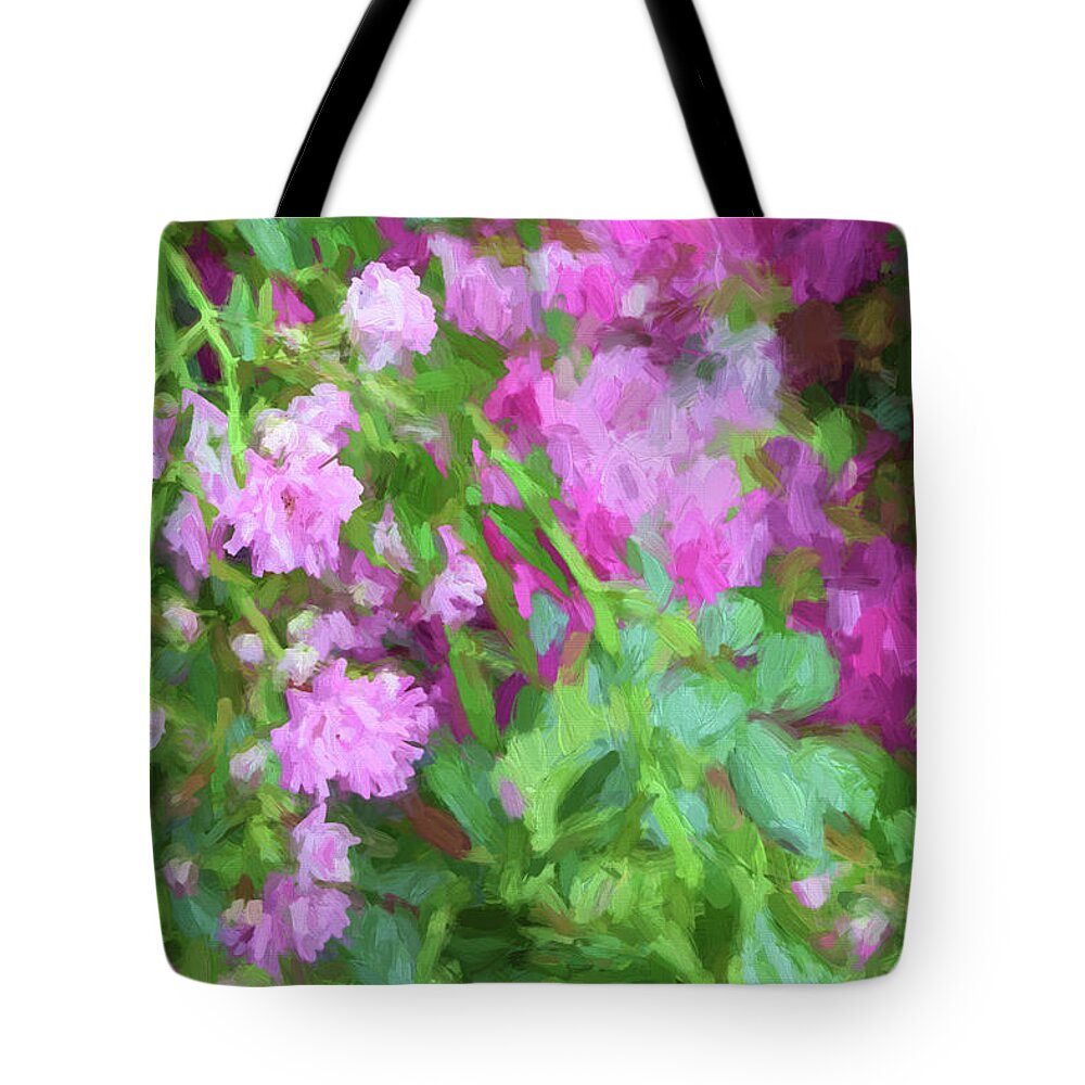Digital Painting Tote Bag featuring the painting Impasto Roses by Bonnie Bruno