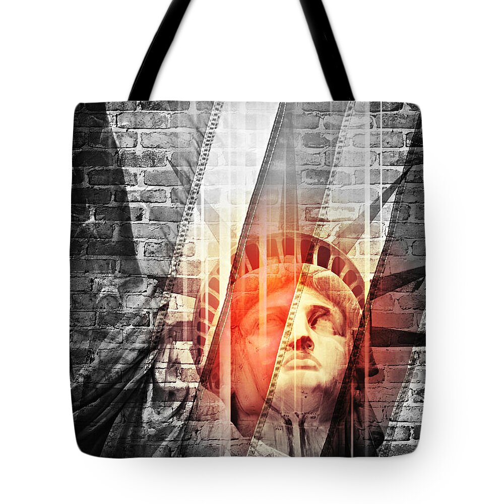 The Statue Of Liberty Tote Bag featuring the photograph Imperiled Liberty II by Aurelio Zucco