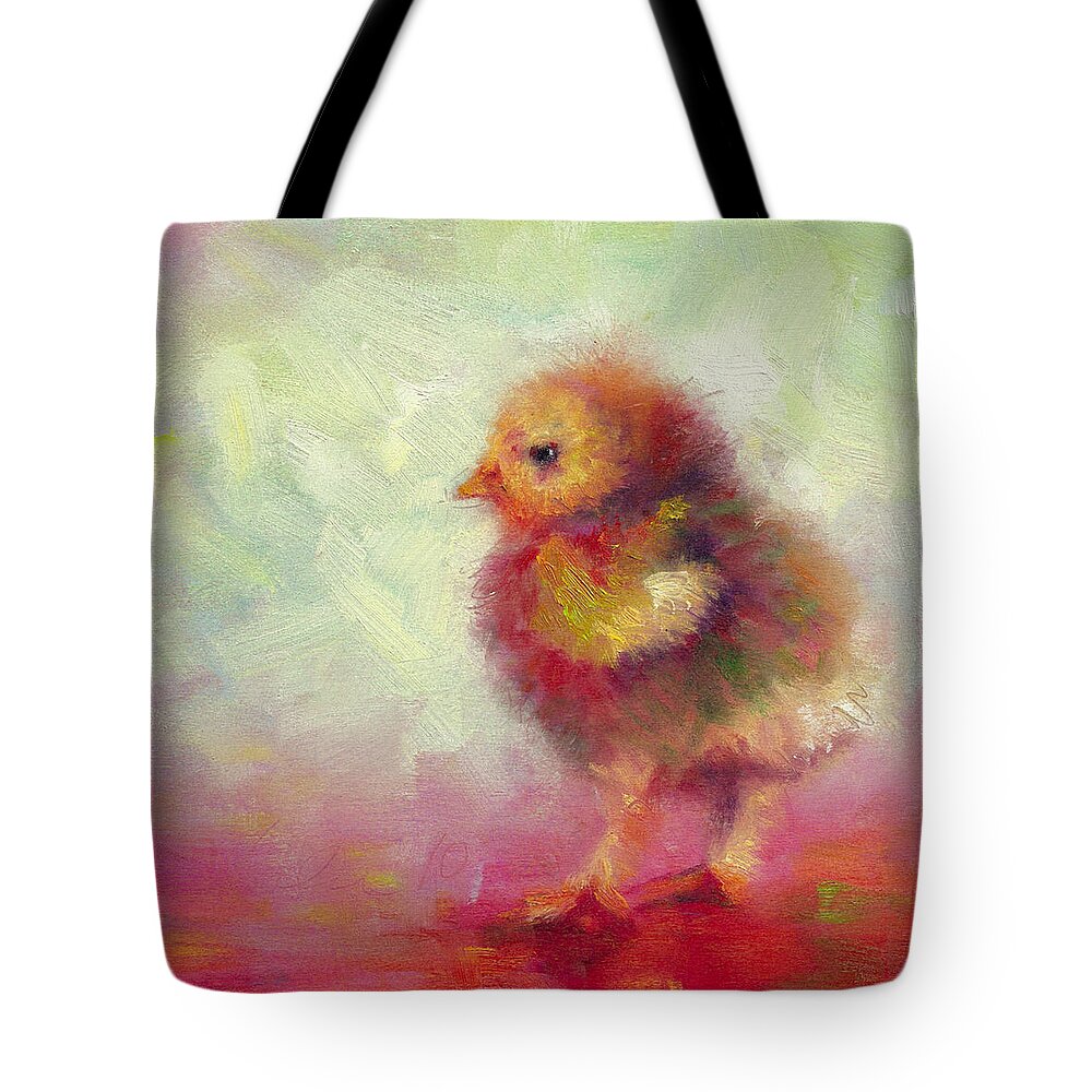 Impressionist Tote Bag featuring the painting Impressionist Chick by Talya Johnson