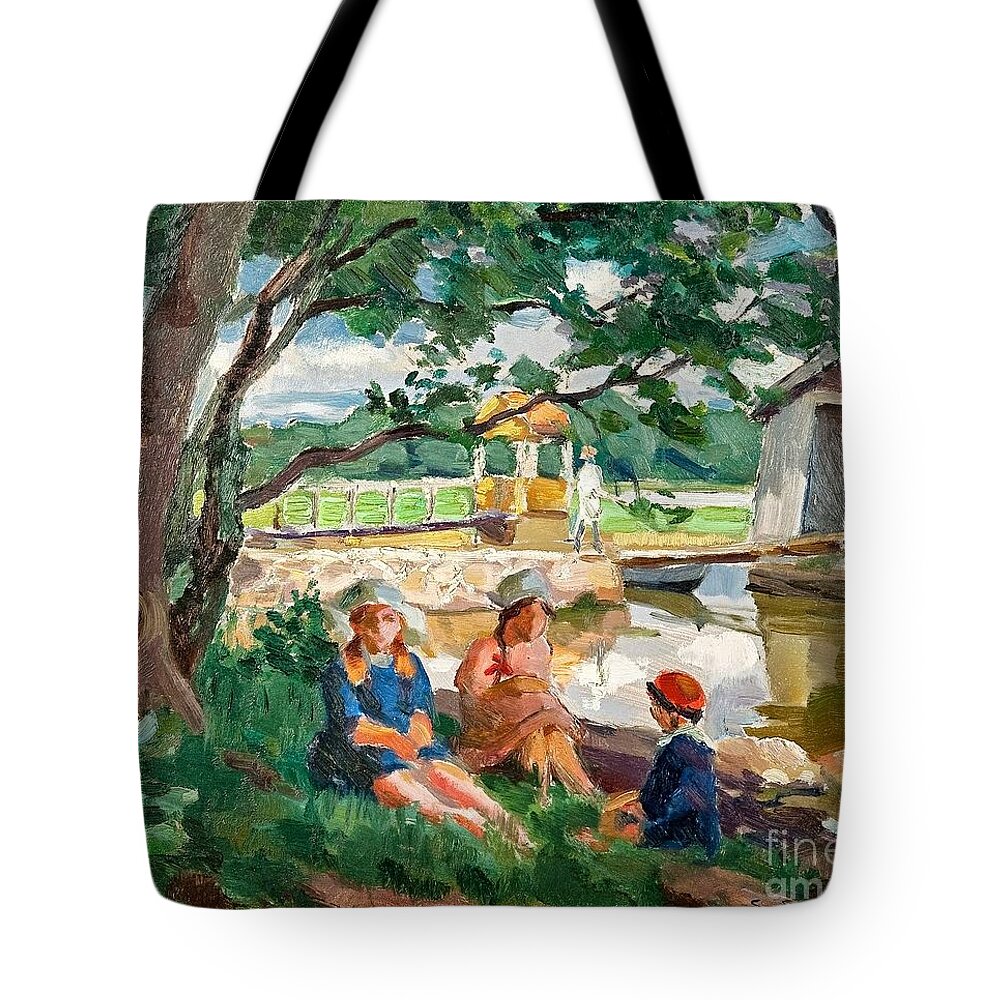 Santeri Salokivi ~ Impressionist. Village Tote Bag featuring the painting Impressionist by MotionAge Designs