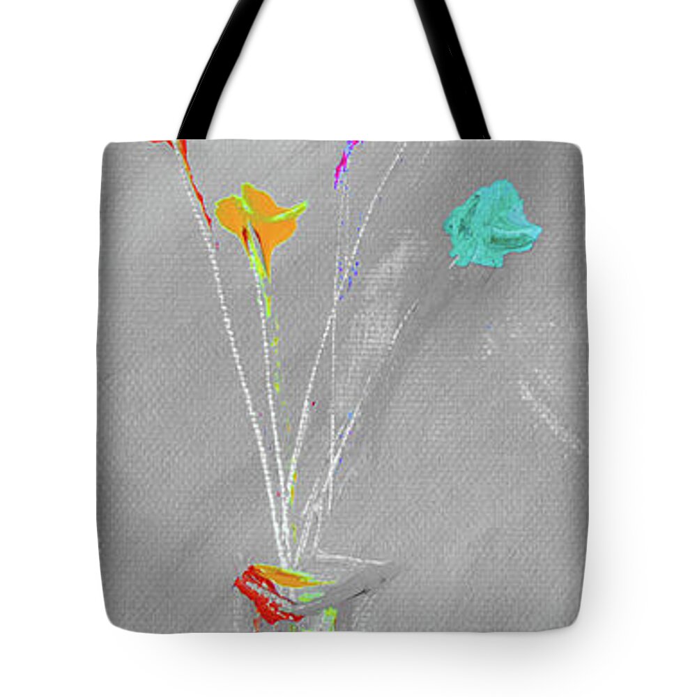  Orange Tote Bag featuring the painting Impressionistic Flowers 4 by Ken Figurski