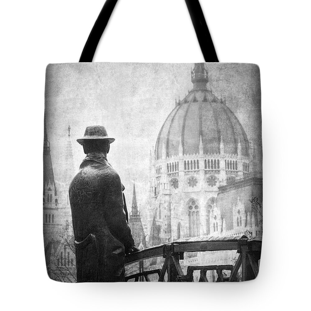 Joan Carroll Tote Bag featuring the photograph Imre Nagy Budapest BW by Joan Carroll