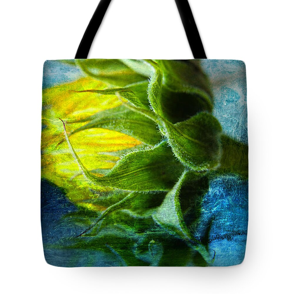 Sun Flowers Tote Bag featuring the photograph In Blue by John Rivera