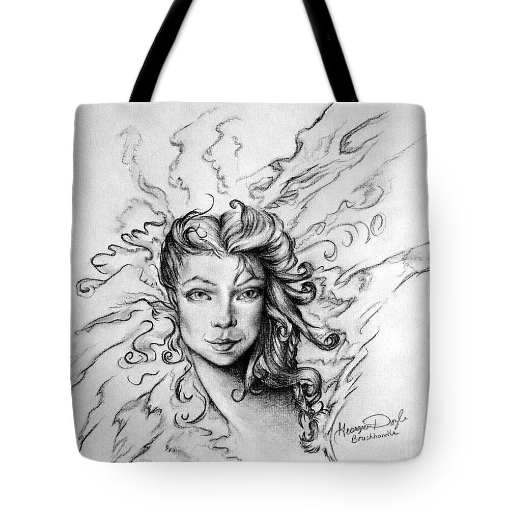Girl Tote Bag featuring the drawing In Dreams by Georgia Doyle