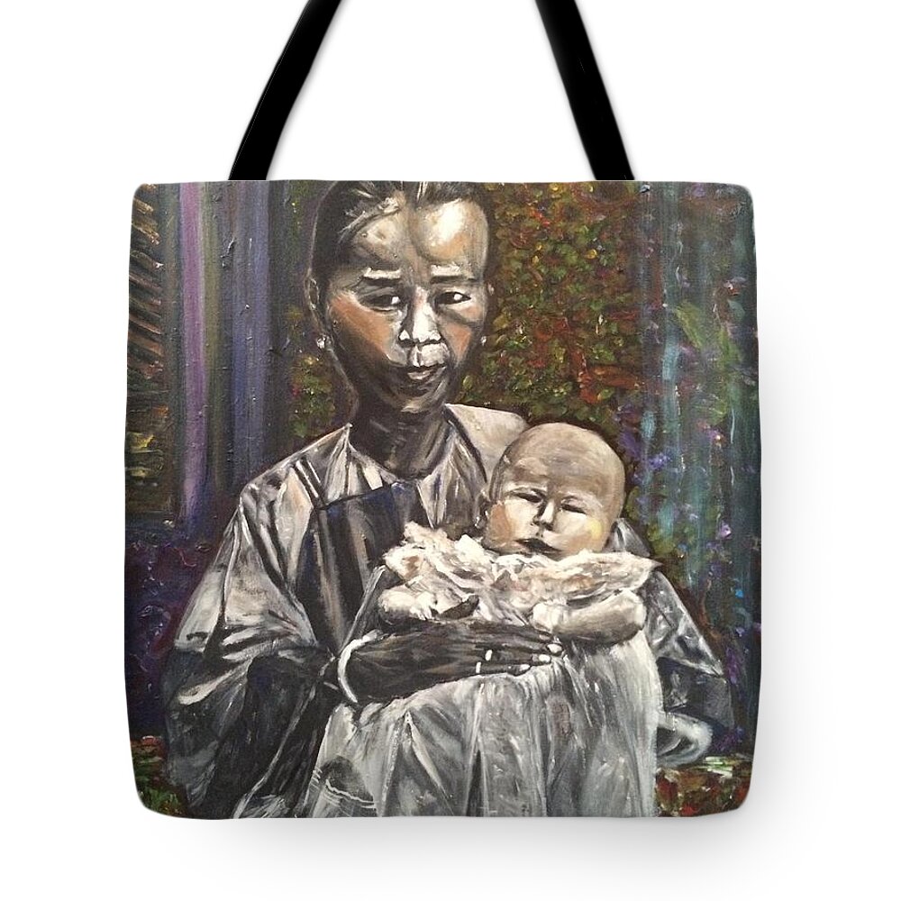 Woman Tote Bag featuring the painting In My Life by Belinda Low