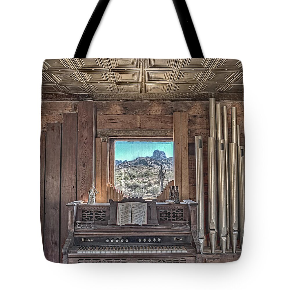 Arizona Tote Bag featuring the photograph In The Chapel by Jim Thompson