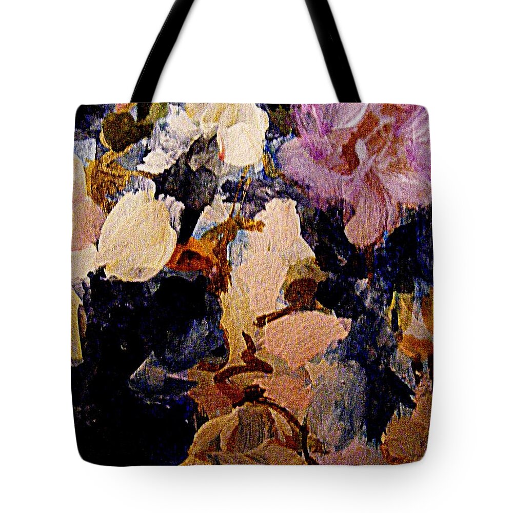 Gouache Abstract Flower Painting Tote Bag featuring the painting In the Company of Flowers by Nancy Kane Chapman