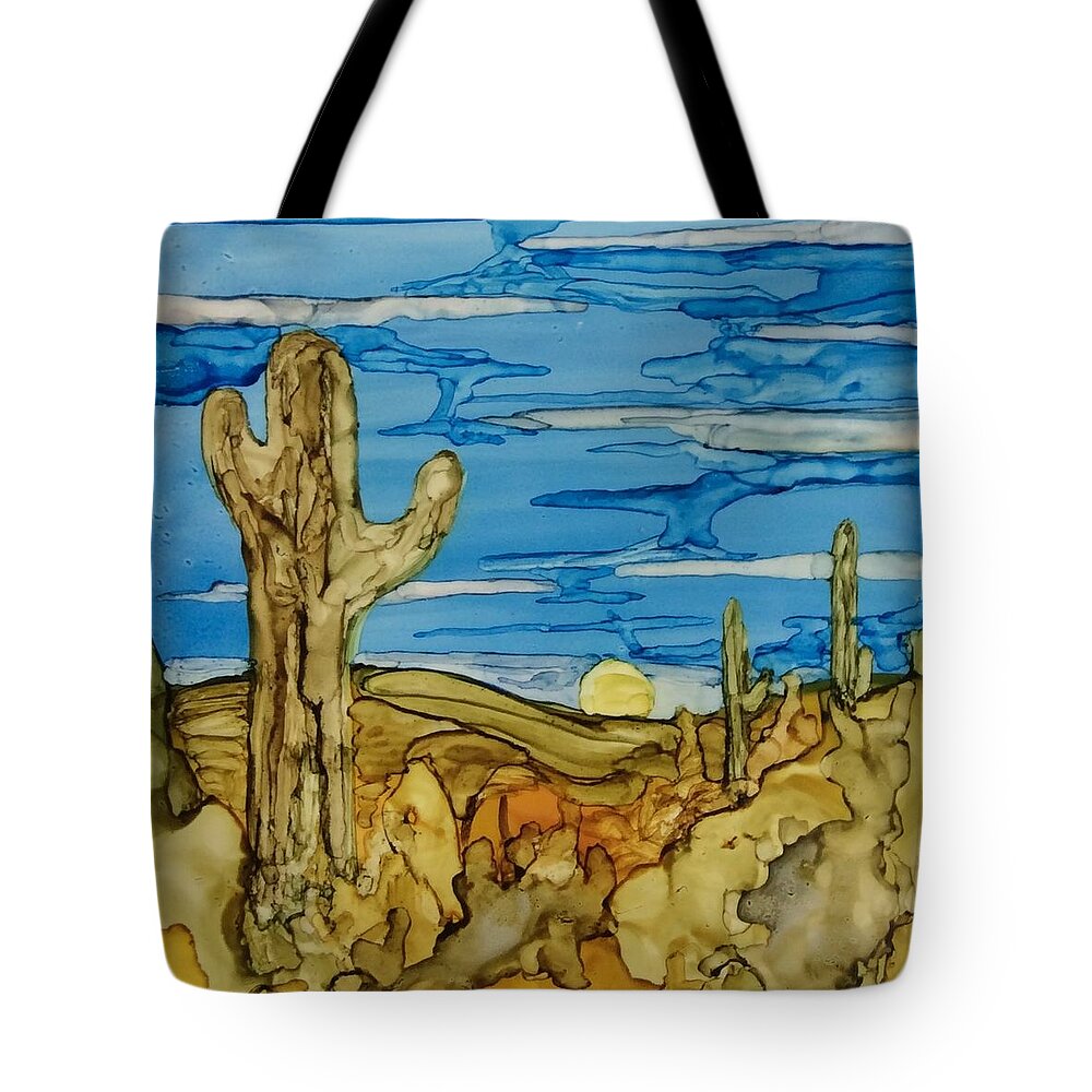 Cactus Tote Bag featuring the painting In the Desert by Pat Purdy